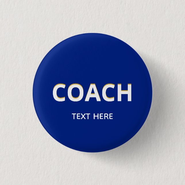 Macaron Rond 2,50 Cm Coach texte sur bouton bleu (Devant)