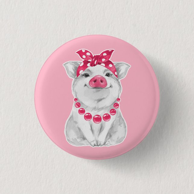 Macaron Rond 2,50 Cm Cochon en bandana (Devant)