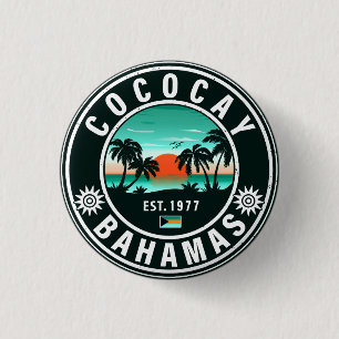 Macaron Rond 2,50 Cm Coco Cay Island Bahamas Souvenirs Vintages 80s