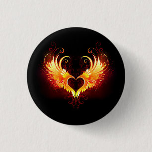 Macaron Rond 2,50 Cm Coeur de feu ange avec ailes