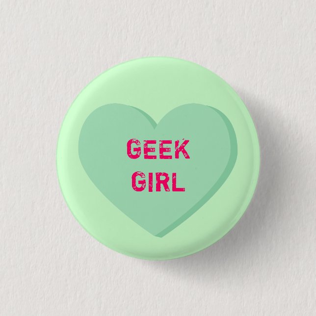 Macaron Rond 2,50 Cm Coeur de fille geek (Devant)