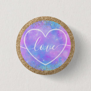 Macaron Rond 2,50 Cm Cœur doux sur ombre dégradé pastel Amour