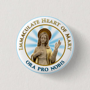 Macaron Rond 2,50 Cm Coeur immaculé de Mary Ora Pro Nobis