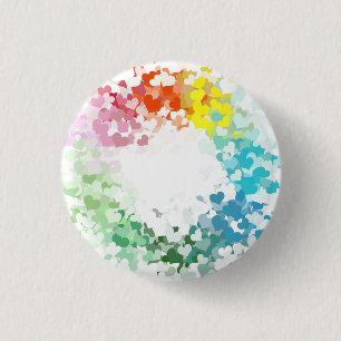 Macaron Rond 2,50 Cm Coeurs colorés modernes Modèle vierge personnalisé