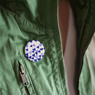 Macaron Rond 2,50 Cm Coeurs d'aquarelle de la Saint-Valentin - bleu