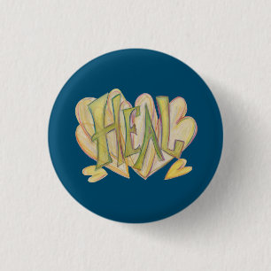 Macaron Rond 2,50 Cm Coeurs de guérison Word Art Lapel Boutons