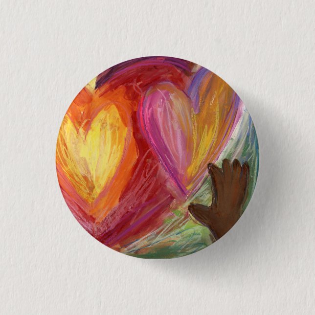 Macaron Rond 2,50 Cm Coeurs & Mains Diversité Amour Portable Boutons (Devant)