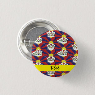 Macaron Rond 2,50 Cm Coeurs tibétains & Drapeau tibétain / Tibet