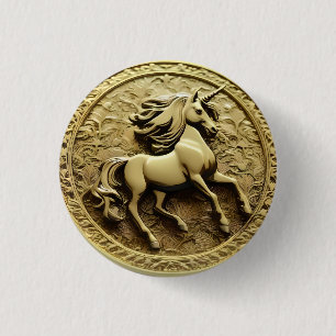 Macaron Rond 2,50 Cm Coin Unicorne Or Rond