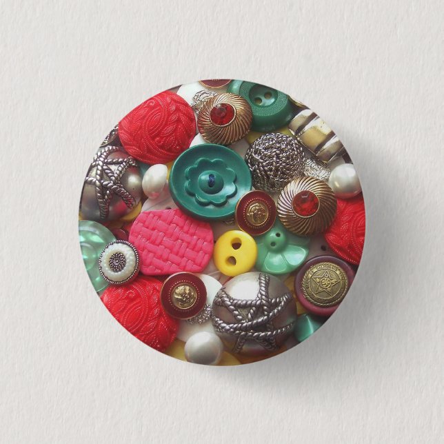 Macaron Rond 2,50 Cm Collage rouge et vert de bouton (Devant)