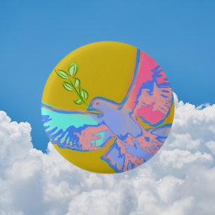 Macaron Rond 2,50 Cm colombe pacifique, pas de jaune guerre