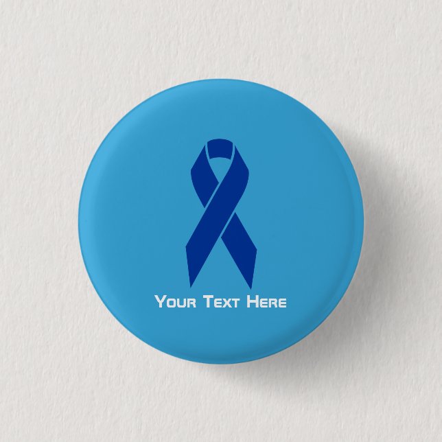 Macaron Rond 2,50 Cm Colon Cancer Awareness Bleu Ruban (Devant)