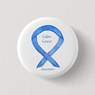 Macaron Rond 2,50 Cm Colon Cancer Blue Awareness Ruban Custom Art Pin