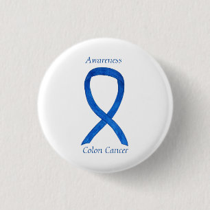 Macaron Rond 2,50 Cm Colon Cancer Blue Awareness Ruban Custom Art Pin