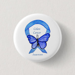 Macaron Rond 2,50 Cm Colon Cancer Blue Awareness Ruban Custom Art Pin