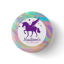 Colorée Or Speckled violet Unicorn Anniversaire