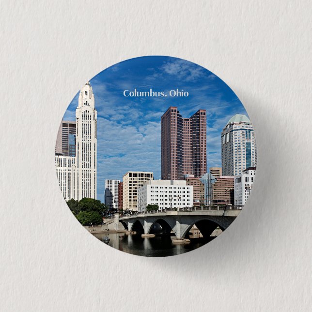 Macaron Rond 2,50 Cm Columbus, Ohio skyline (Devant)