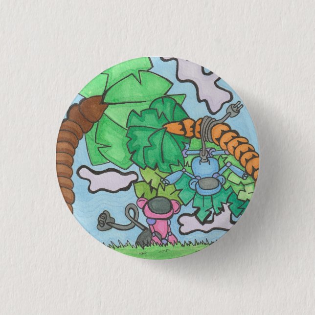Macaron Rond 2,50 Cm Comment sont-ils singes ? (Devant)