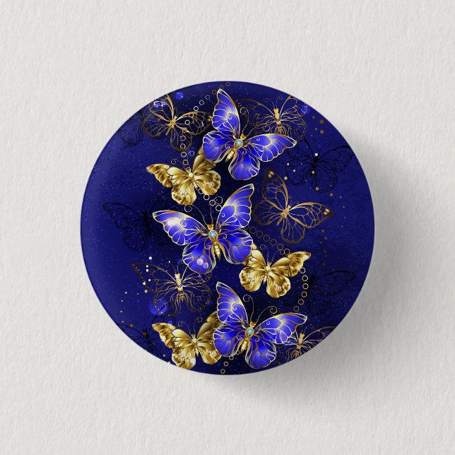 Macaron Rond 2,50 Cm Composition avec papillons Sapphire (Devant)