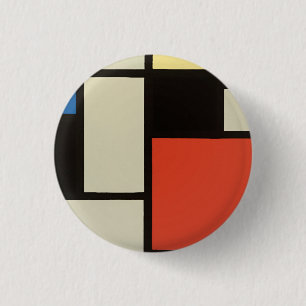 Macaron Rond 2,50 Cm Composition mondrienne Art moderne de la peinture 