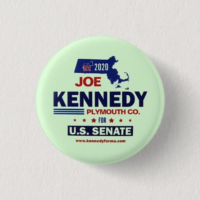 Macaron Rond 2,50 Cm Comté de Plymouth pour Joe Kennedy 2020 (Devant)