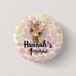 Macaron Rond 2,50 Cm Conception de la fête d'anniversaire de la Girafe 