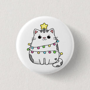 Macaron Rond 2,50 Cm Conception de Noël de chat mignon 