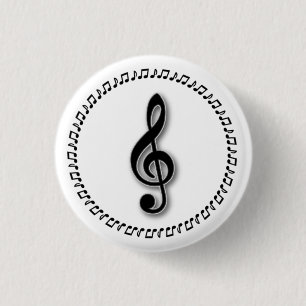 Macaron Rond 2,50 Cm Conception de notes de musique Treble Clef