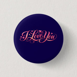 Macaron Rond 2,50 Cm Conception de typographie minimaliste « Je t'aime