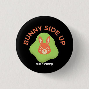 Macaron Rond 2,50 Cm Conception Graphique d'Oeuf de Pâques Rétro Bunny 