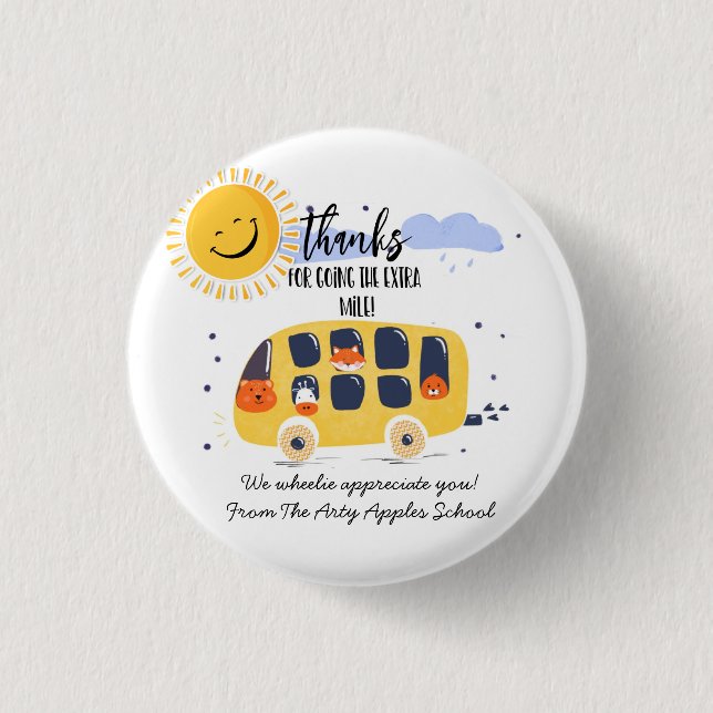 Macaron Rond 2,50 Cm conducteur d'autobus scolaire merci d'aller plus l (Devant)