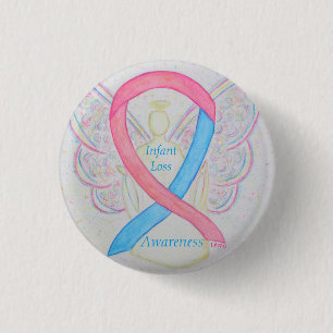Macaron Rond 2,50 Cm Connaissance de la perte de bébé Ruban Angel Peint