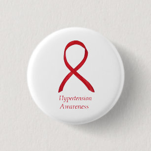 Macaron Rond 2,50 Cm Connaissance de l'hypertension (HTN) Ruban rouge É