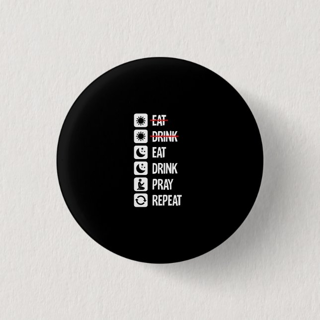 Macaron Rond 2,50 Cm Consommer Boire Pray Répéter - Mode activé (Devant)