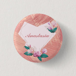Macaron Rond 2,50 Cm Cool, Extraordinaire, Coeur rose avec le nom