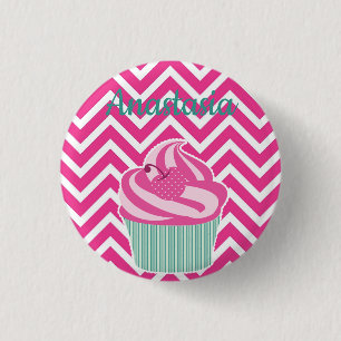 Macaron Rond 2,50 Cm Cool, Extraordinaire, Pink Cupcakes avec votre nom