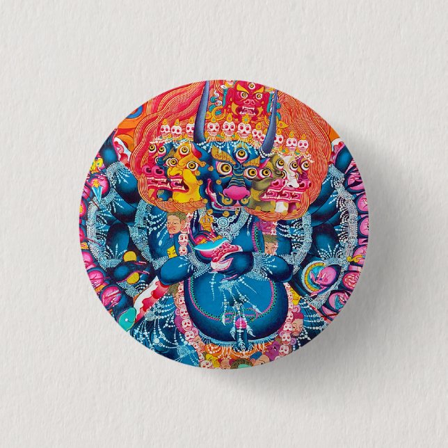Macaron Rond 2,50 Cm Cool oriental tangka Yamantaka le dieu de la mort  (Devant)