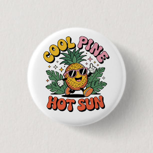 Macaron Rond 2,50 Cm Cool Pine Hot Sun Rétro Pinède Vibes d'Été
