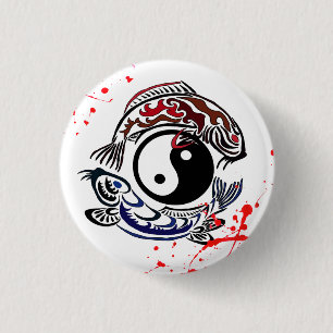 Macaron Rond 2,50 Cm Cool splatter de sang Yin Yang Koi Pêche tatouage