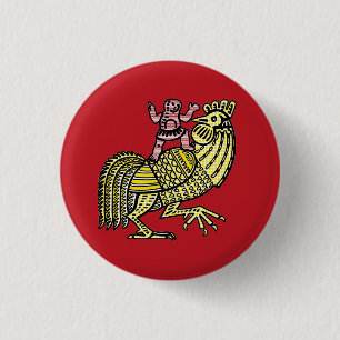 Macaron Rond 2,50 Cm Coq d'art pop rétro avec figure en point Ben-Day