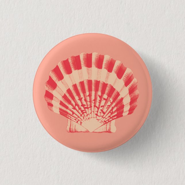 Macaron Rond 2,50 Cm Coquille marine - corail et pêche (Devant)