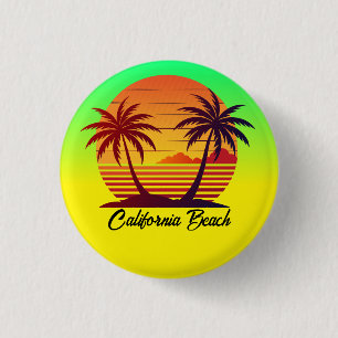 Macaron Rond 2,50 Cm Coucher de soleil avec palmiers Vector-98803