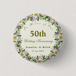 Macaron Rond 2,50 Cm Couples personnalisés 50e Mariage