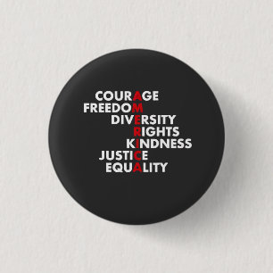 Macaron Rond 2,50 Cm Courage Liberté Droits Diversité
