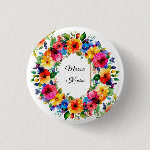 Macaron Rond 2,50 Cm Couronne florale de mariage colorée