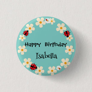 Macaron Rond 2,50 Cm Coute Polka point Ladybug Daisy Flower fête d'anni