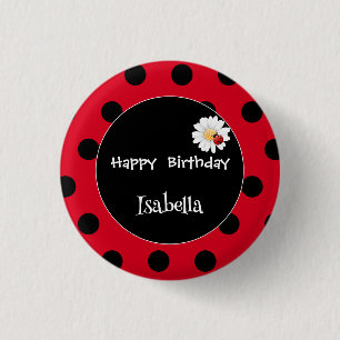 Macaron Rond 2,50 Cm Coute Polka point Ladybug Daisy Flower fête d'anni