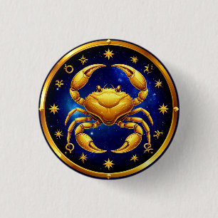 Macaron Rond 2,50 Cm Crabe Doré Zodiaque Cosmique