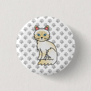 Macaron Rond 2,50 Cm Cream Point Tabby Birman / Ragdoll Cute Cat & Paps