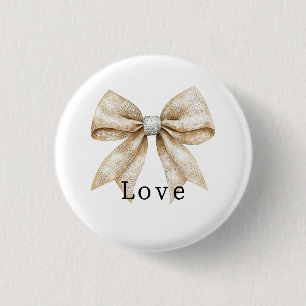 Macaron Rond 2,50 Cm Crème chic blanc argent glam Bow Love